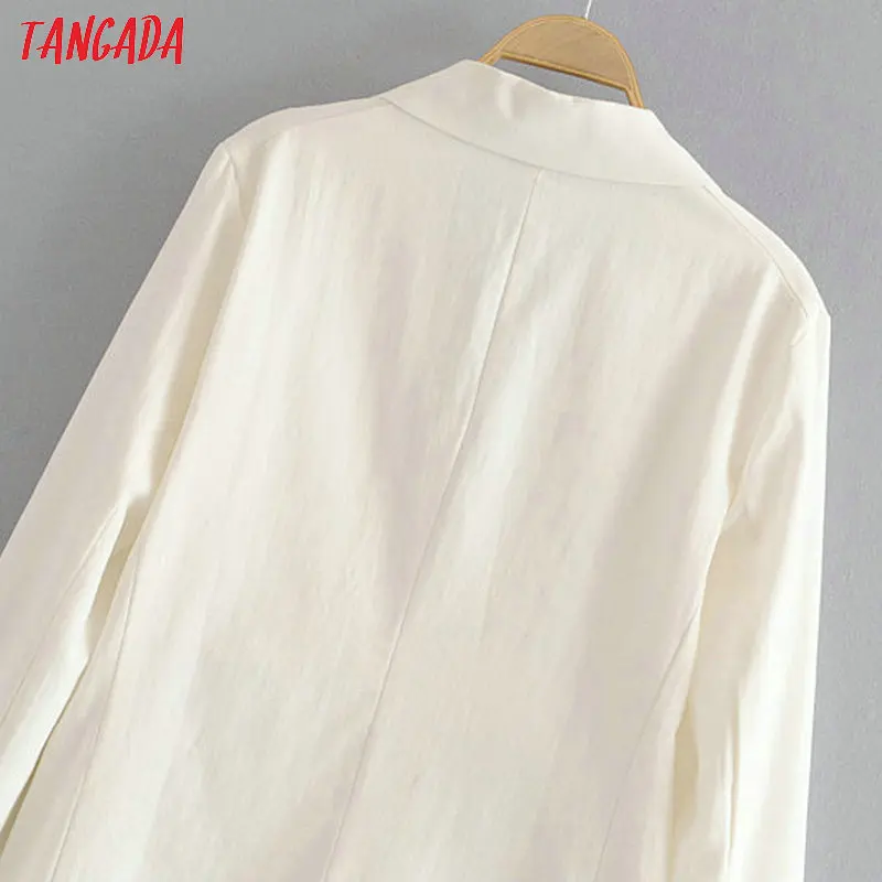 Tangada женский свободный белый блейзер с длинным рукавом и зубчатым воротником двубортный офисный женский рабочий Блейзер Пальто женские повседневные топы DA73