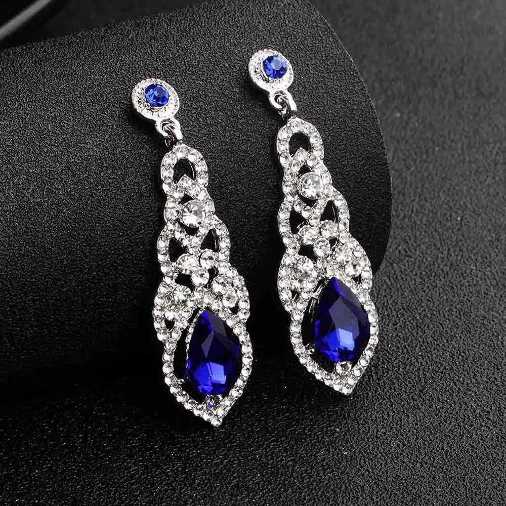 ERS-J2842-Blue QYY модные свадебные серьги-капли с австрийскими кристаллами для невесты, подружек невесты, вечерние серьги из сплава - Окраска металла: ERS-J2842-Blue