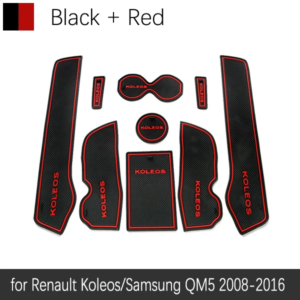 Red Black Противоскользящие резиновые ворота слот чашки коврик для Renault Koleos 1 2008- samsung QM5 аксессуары 2009 2010 2011 2012 2013 - Название цвета: Red Black