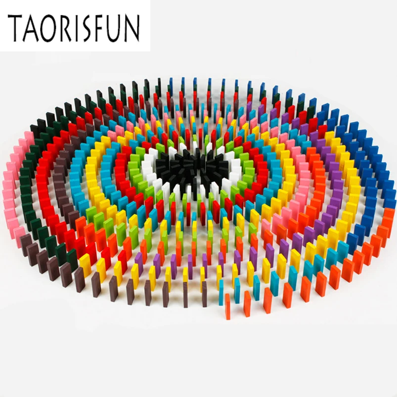 TAORISFUN 240pcs Colored Wooden Kids Toy Domino Blocks Antistress Game Model Kits Non-toxic Educational Toys For Kid Gift | Игрушки и