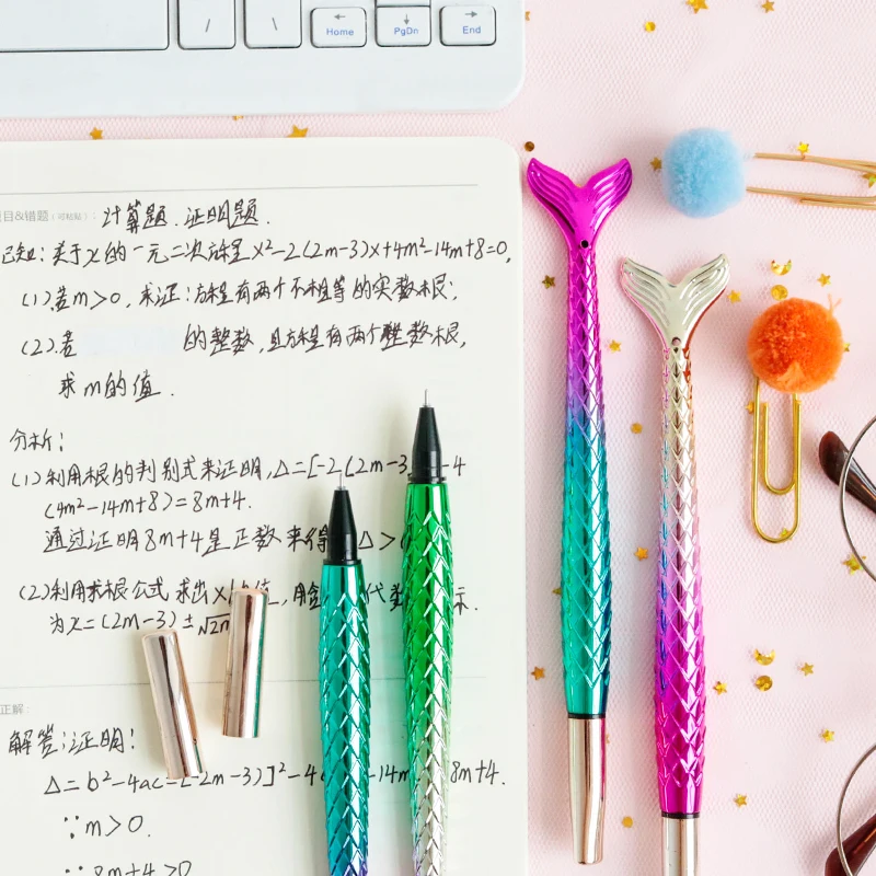 36 pcs/lot Gradient Mermaid gel pen Colorful 0.5 mm black Neutral Pens For Girls Gift School Office writing Supplies | Канцтовары для