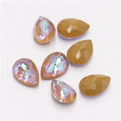 Teardrop Mocha из цветного стекла изысканный камень, точка назад Груша Падение для дизайна ногтей - Цвет: Lt somke MI