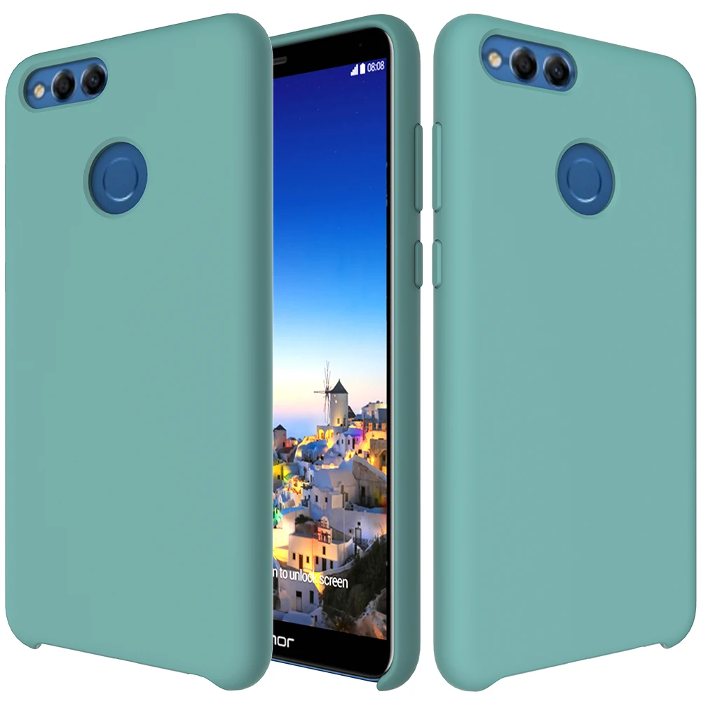 Для Honor 7x чехол, Мягкая силиконовая задняя крышка для huawei Honor 7x, жидкий силиконовый чехол, 5,93 дюймов, Ультратонкий матовый чехол для телефона - Цвет: Светло-голубой