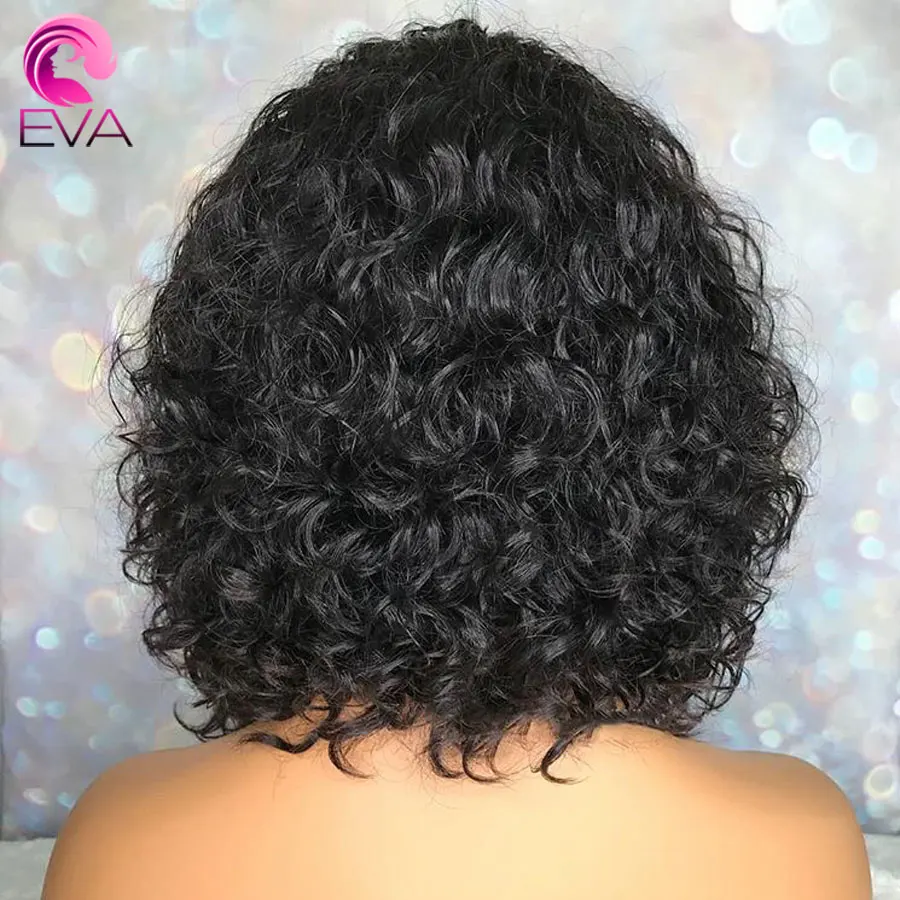 Curly Short Human Hair Wigs 13x6 Lace Frontal Wig Deep Bob Front Eva Brazilian | Шиньоны и парики