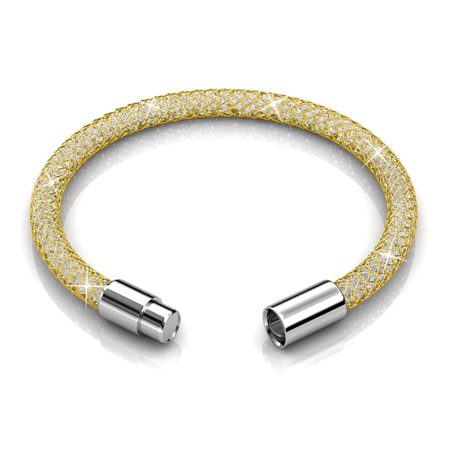 Champagne gold MALANDA брендовые новые модные сетчатые браслеты с кристаллами от Swarovski браслеты для женщин Роскошные свадебные украшения Рождественский подарок - Окраска металла: Champagne gold