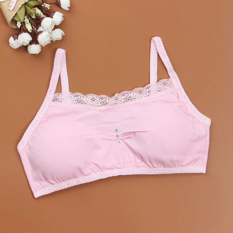Новое милое кружевное нижнее белье для девочек детское спортивный бюстгальтер