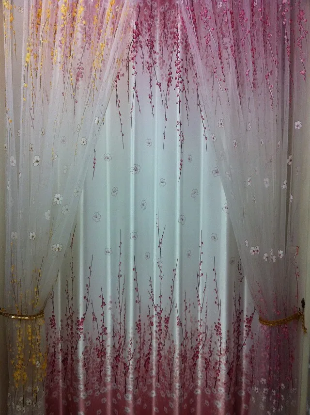 Оптовая продажа тюлевые шторы с цветочной вышивкой занавески персиковые для