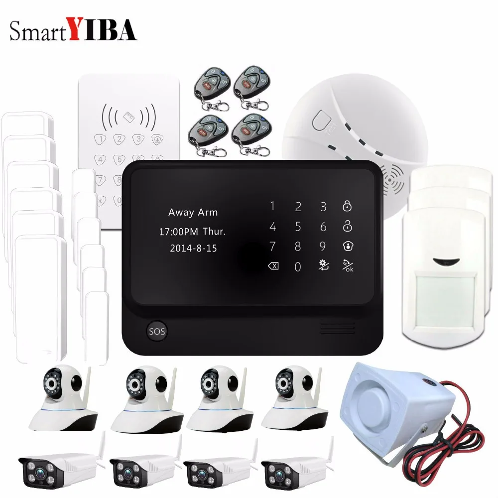 SmartYIBA G90B Plus wifi GSM приложение-будильник управление HD wifi ip-камера сигнальный датчик дыма комплект RFID клавиатура датчик движения дверной сигнализации