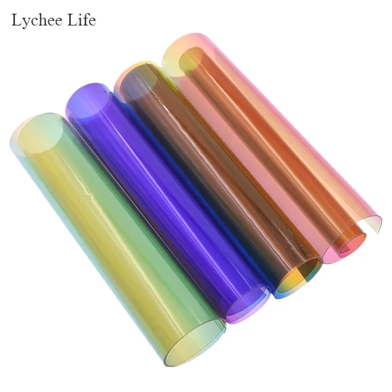 Личи жизнь Радуга печатных ПВХ искусственная кожа ткань Hanmade одежды бантик сумки
