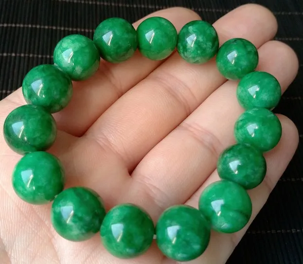 16mm bracelet Хорошее ювелирное изделие зеленый нефрит Круглый 8-20 мм ожерелье 18 дюймов бусы природа formen женщина - Цвет камня: 16mm bracelet