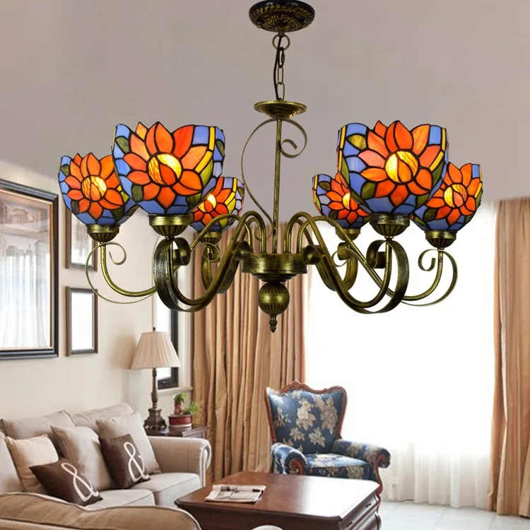 Европейская простая средиземноморская стеклянная люстра белого цвета Тиффани