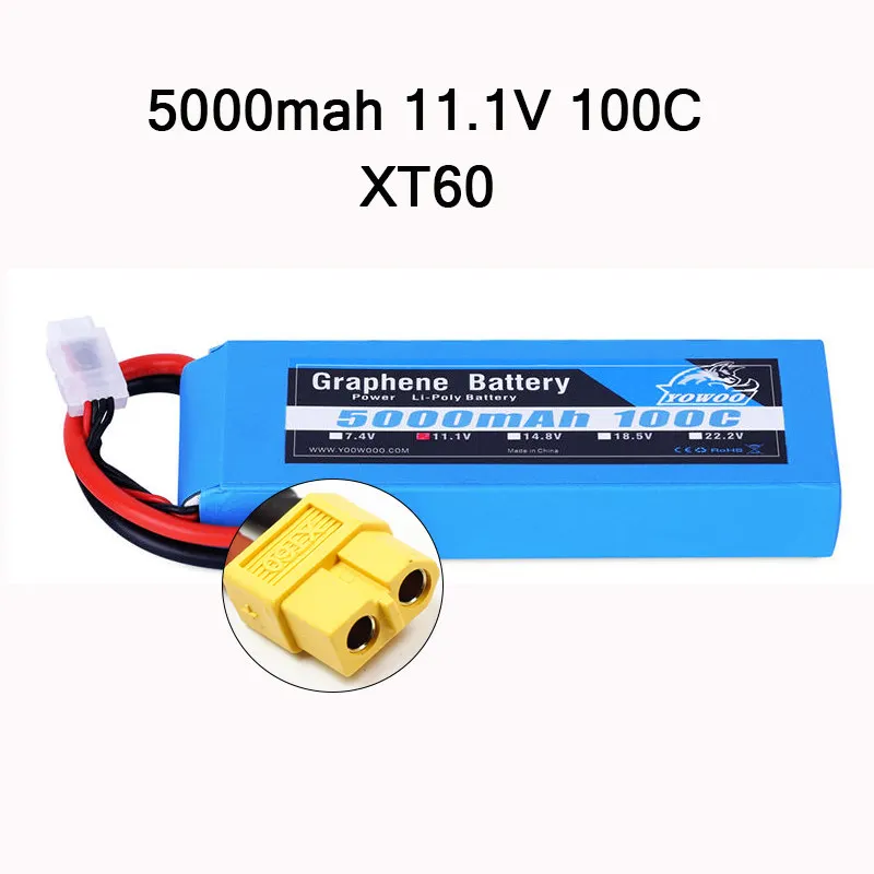 RC графеновая батарея Lipo 2S 7,4 V 3S 11,1 V 4S 14,8 5S 18,5 V 6S 22,2 V 5000mAh 100C XT60 XT90 для радиоуправляемого автомобиля вертолета - Цвет: 3S 5000mah 100C XT60