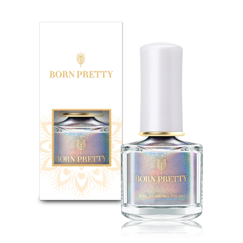 BORN PRETTY 6 мл Лак для штамповки Серебряная Лазерная Голография лак дизайна