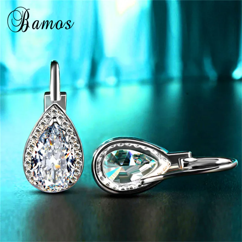 Мистические белые/розовые/желтые висячие серьги Bamos в форме капель воды, AAA циркон, 925 серебряные серьги-капельки для женщин, подарки HE060