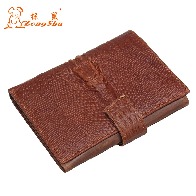 Mens's Genuine Leather Wallet Crocodile Head Vintage Money Organizer Large capacity Aligator Purse with Driving document pocket | Багаж и