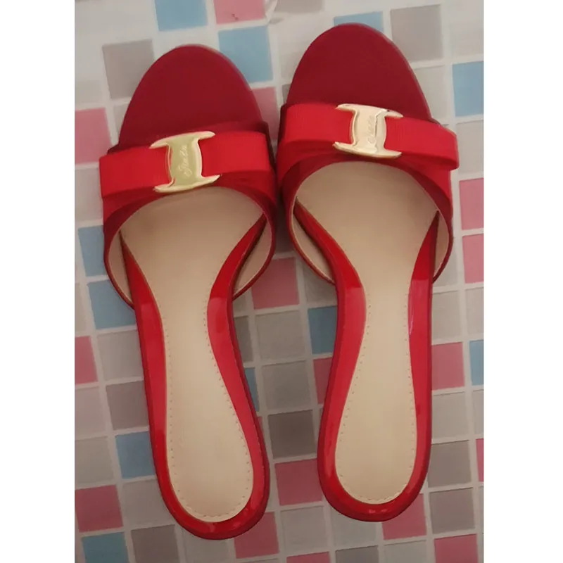 Small Big Size 34-43 Shoes Women Slippers New Summer High Heels Women's Shoes Simple Peep Toe Bow Sandals Sexy Lady Slides Mules