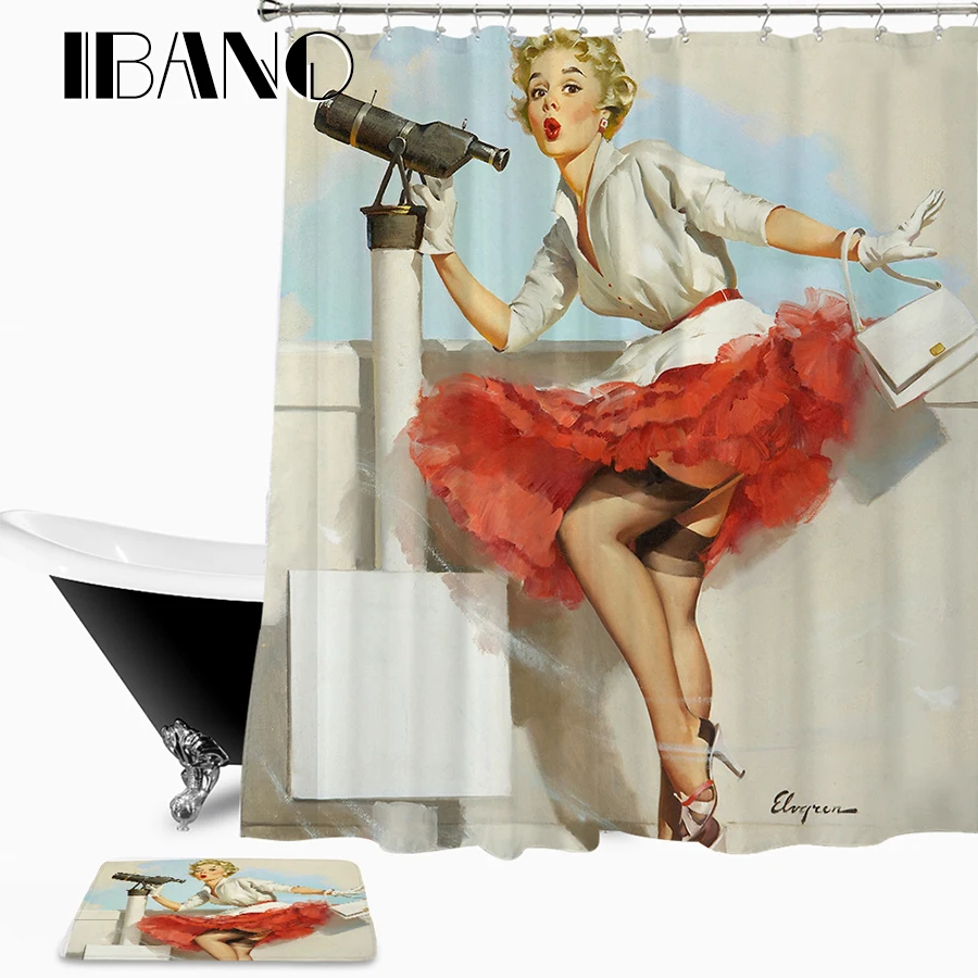 

IBANO Shower Curtain Waterproof Polyester Fabric 150x180cm Shower Curtain And 40x60cm Bath Floor Rug For The Bathroom