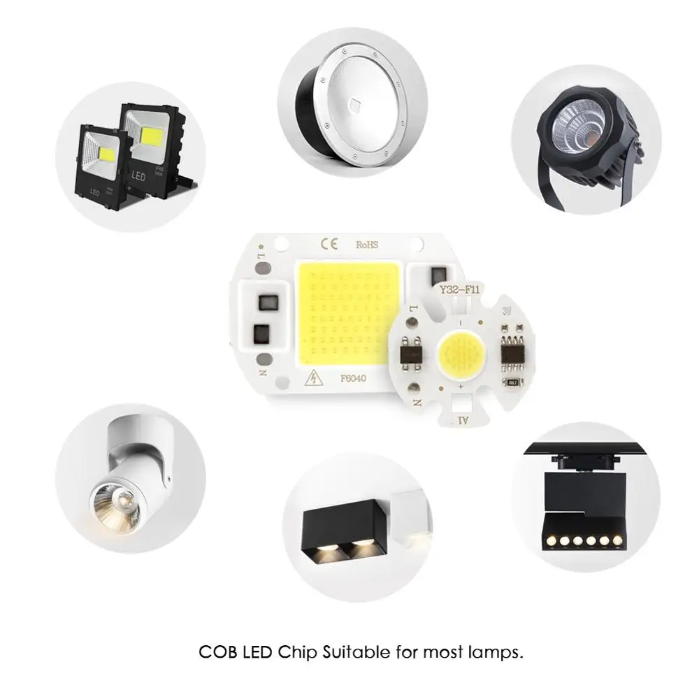 LED COB Chip Smart IC Bead No Driver DIY Y32 3W 5W 9W 10W 20W 30W 50W 100W 150W Spotlight Floodlight Lamp 220V 110V White Light