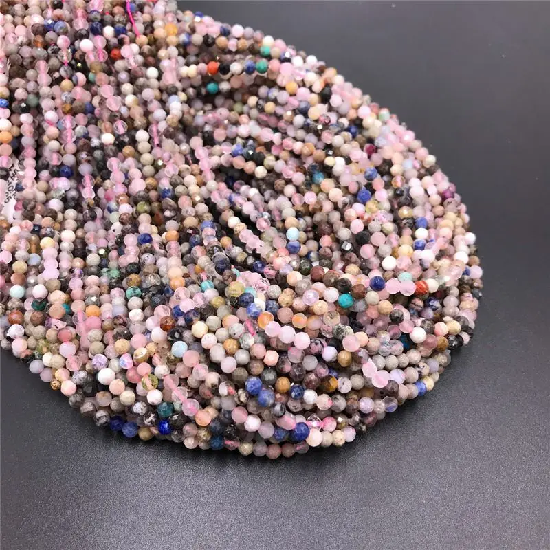 Tourmaline Натуральные разноцветные циркониевые бусины красивые 2 мм 3 мм Свободные Круглые микро граненые для изготовления ювелирных изделий своими руками браслет ожерелье аксессуары - Цвет: Tourmaline