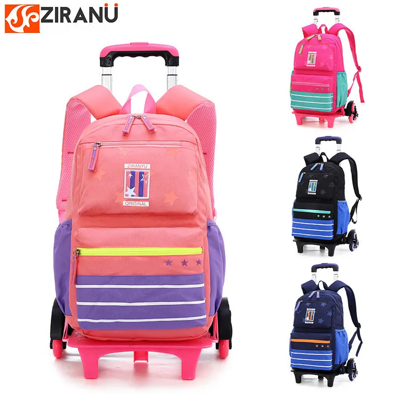 6 wheels Trolley schoolbag brand fashion backpack 2 wheel teenagers book bags primary school bag girls boys gift travel Luggage