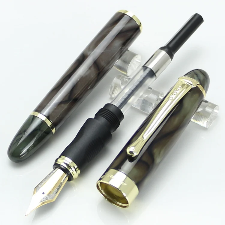 Ручка перьевая Jinhao X450 с наконечником 18KGP зеленая мраморные канцелярские