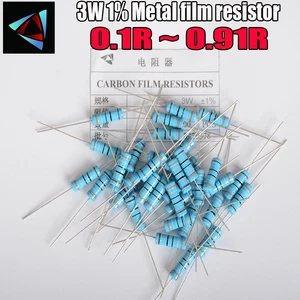Металлический пленочный резистор, 10 шт., 3 Вт, 1% 0,1 0,12 0,15 0,18 0,2 0,22 0,24 0,27 0,33 0,3 0,36 0,43 0,39 0,56 0,47 0,5 0,62 0,68 0,75 Ом