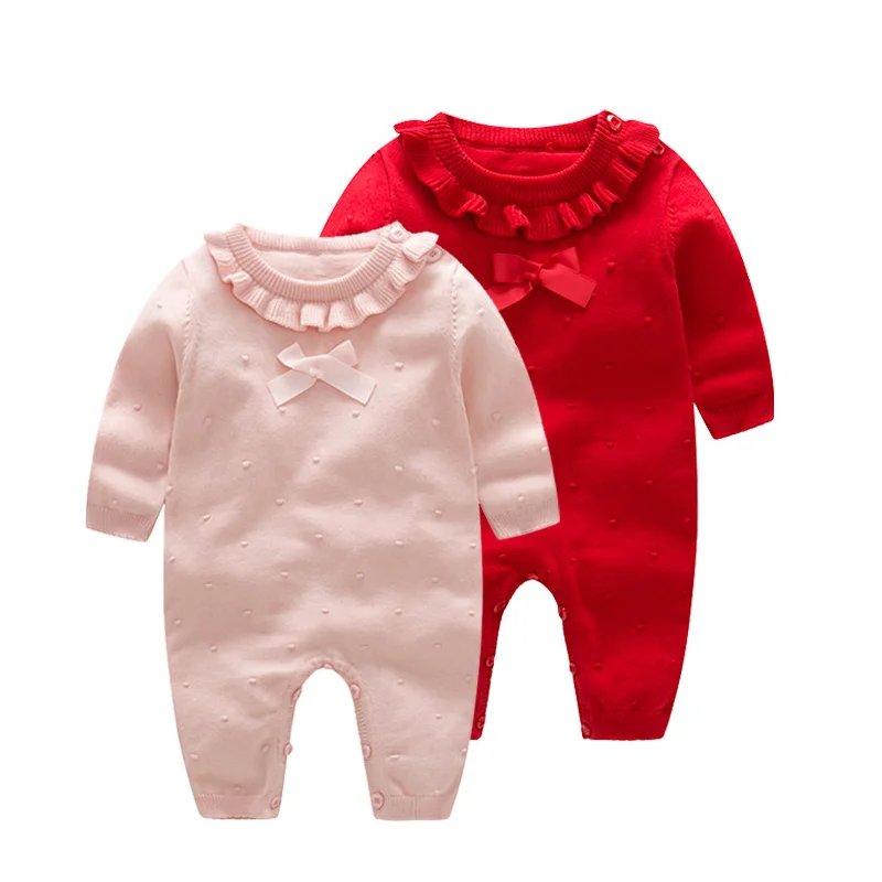 Милая одежда для маленьких девочек комбинезон вязаный хлопковый свитер