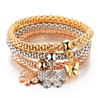 fashion 3pcs charm bracelets bangles femme crystal heart bracelets for women girls turkish jewelry pulseras hombre gifts