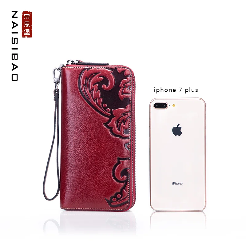 Высокое качество китайский стиль натуральная кожа винтажный женский кошелек на