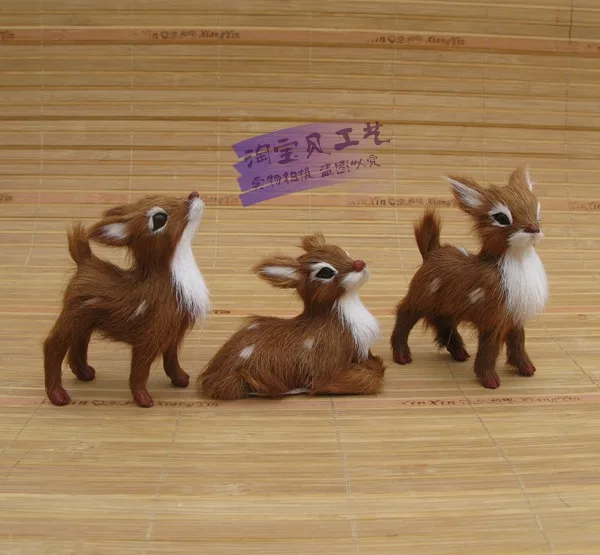 3 шт./набор миниатюрные игрушки олени из полиэтилена и меха куклы подарок около 9x6