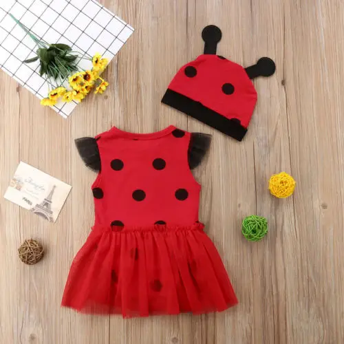 Комбинезон в горошек без рукавов для новорожденных и маленьких девочек юбка