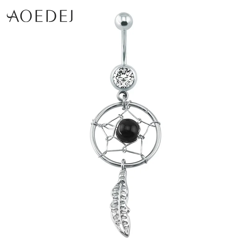 Ловец снов висячее кольцо для живота с черным шаром длинная штанга пирсинга