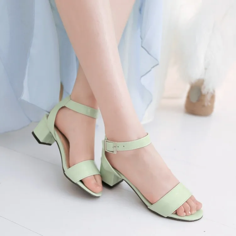 Сандалии женские на высоком каблуке Босоножки с открытым носком и пуговицей