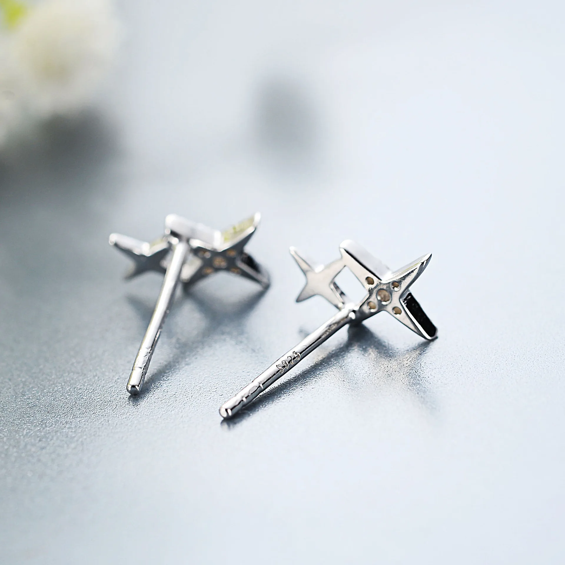 Серьги Four awn star full cz 100% Стерлинговое Серебро 925 пробы ювелирное изделие модный