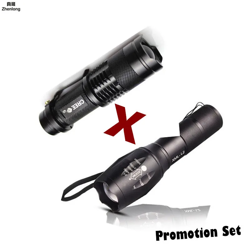 

Promotion Set! Hot Sale LED Flashlight XML-T6 Tactical flashlight + Q5 Mini Torch Lanterna Zoomable Waterproof Flashlight Bike