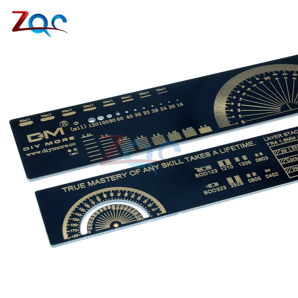 4 каблуке 15 см, 20 см, 25 см Многофункциональный PCB линейка, измерительный инструмент резистор микросхема конденсатора IC диод поверхностного монтажа транзистор посылка 180 градусов