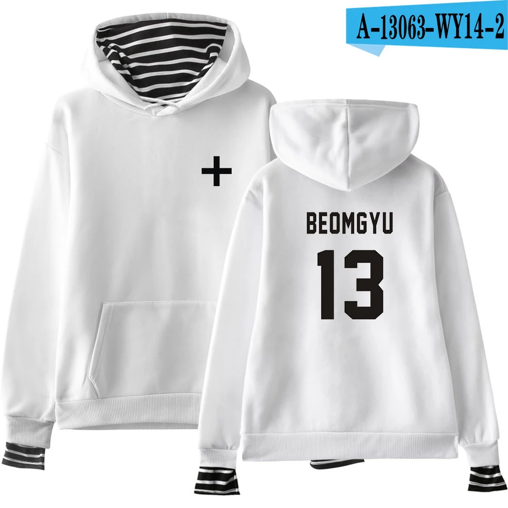 TXT together Fake Two Piece толстовки Осенние теплые толстовки с длинными рукавами толстовки женские/мужские 2XL - Цвет: white