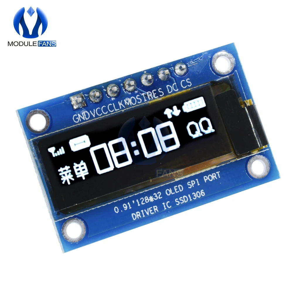 0 91 дюймовый SPI 128x32 Белый OLED ЖК дисплей DIY модуль SSD1306 Драйвер IC DC 3 V 5V для Arduino PIC