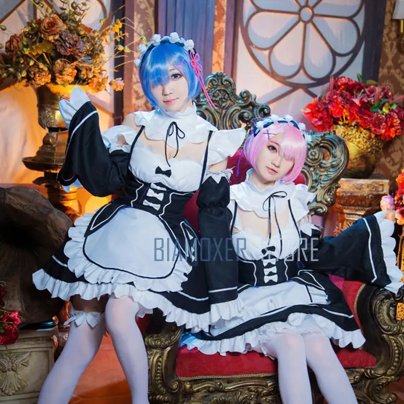 Костюм для косплея Biamoxer Re:zero Ram Rem парик костюм служанки на Хэллоуин Re Life In A в