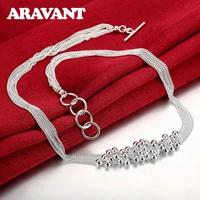 new fashion 925 silver chain smooth bead necklace for women wedding statement necklaces