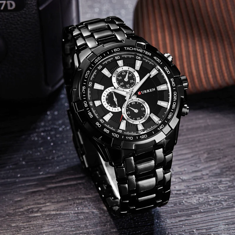 top new fashion curren brand design sport steel clock quality military man male luxury gift wrist quart business watch | Наручные часы