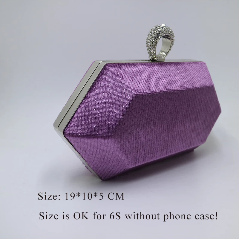 Королевские ночные мини клатчи с кольцом бархатные фиолетовые вечерние сумки и
