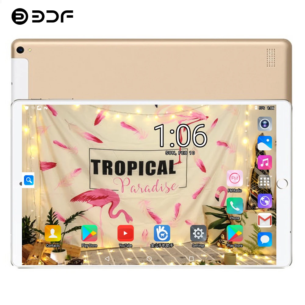 BDF планшет 10 1 дюймов 2.5D стеклянный экран Android 7 0 четырехъядерный ПК Гб/32 ГБ Tab 3G SIM