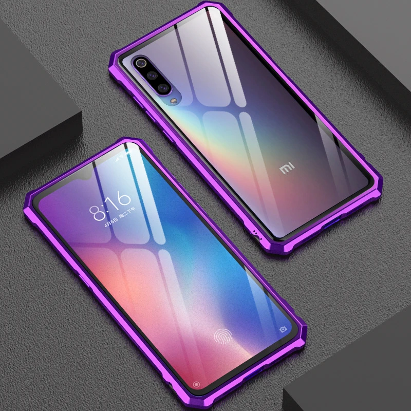 Роскошный Алюминиевый металлический бампер чехол Xiaomi mi 9 чехол mi 9 чехол противоударный прозрачный закаленное стекло задняя крышка Xiaomi mi 9 чехол