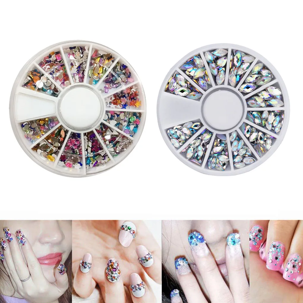 Совершенно новые разноцветные 3D Типсы для ногтевого дизайна Кристальные блестки