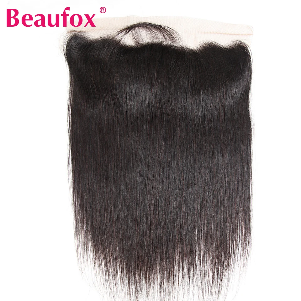 Beaufox 13*4 уха в ухо Кружева Фронтальная Закрытие бразильские прямые человеческие волосы Кружева Фронтальная свободная часть remy наращивание волос