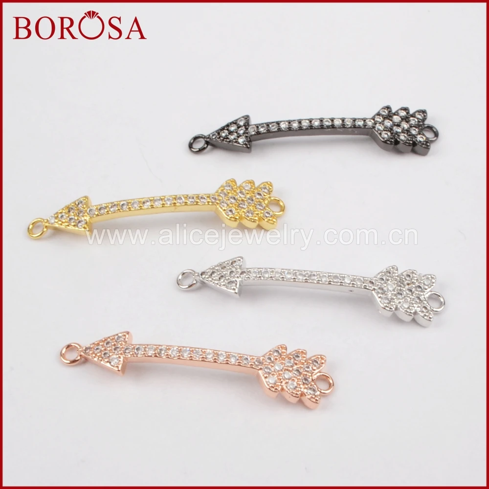 Коннектор для браслета BOROSA ручной работы двойные Подвески с белыми цирконами DIY
