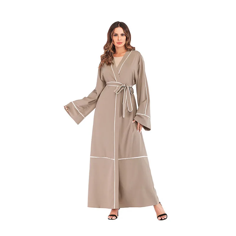 Женское свободное платье-кафтан в полоску, в арабском стиле, арабское, турецкое, размера плюс