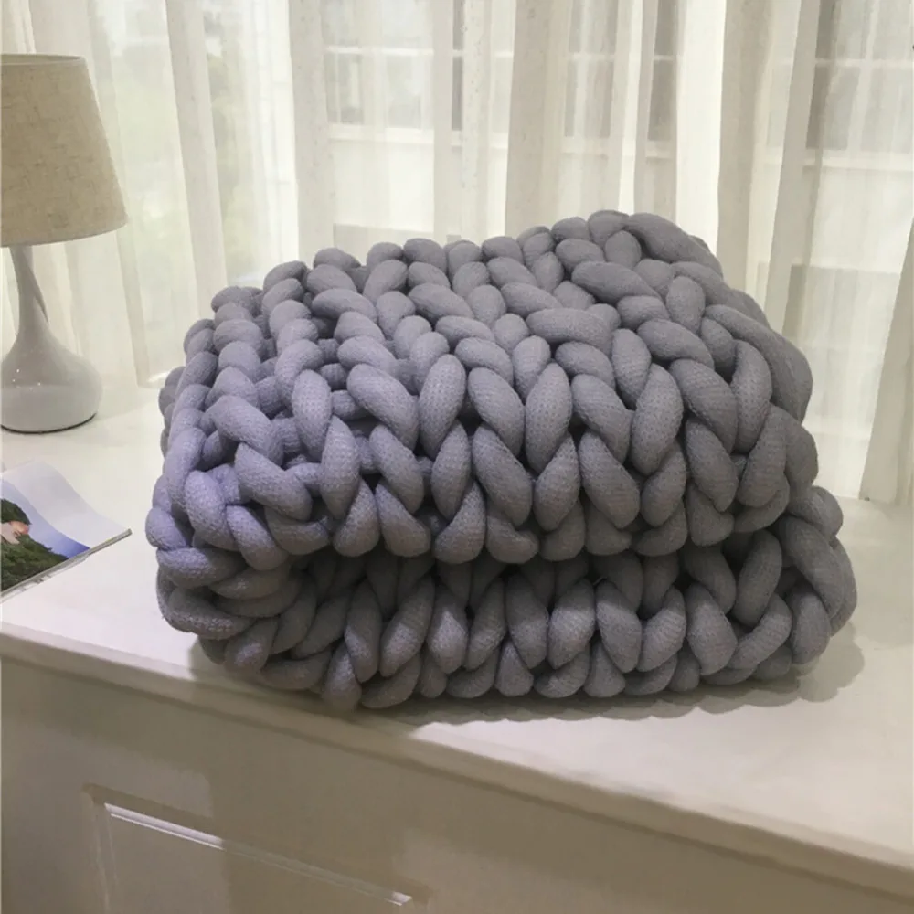 Новое теплое очень толстое трикотажное одеяло ручная вязка мягкое используется