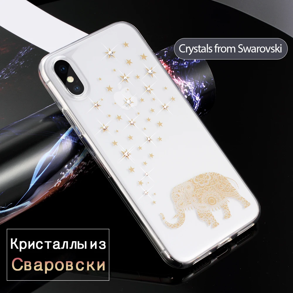 KINGXBAR чехол для iPhone X ювелирное крышка блеск кристаллами от Swarovski мягкий со